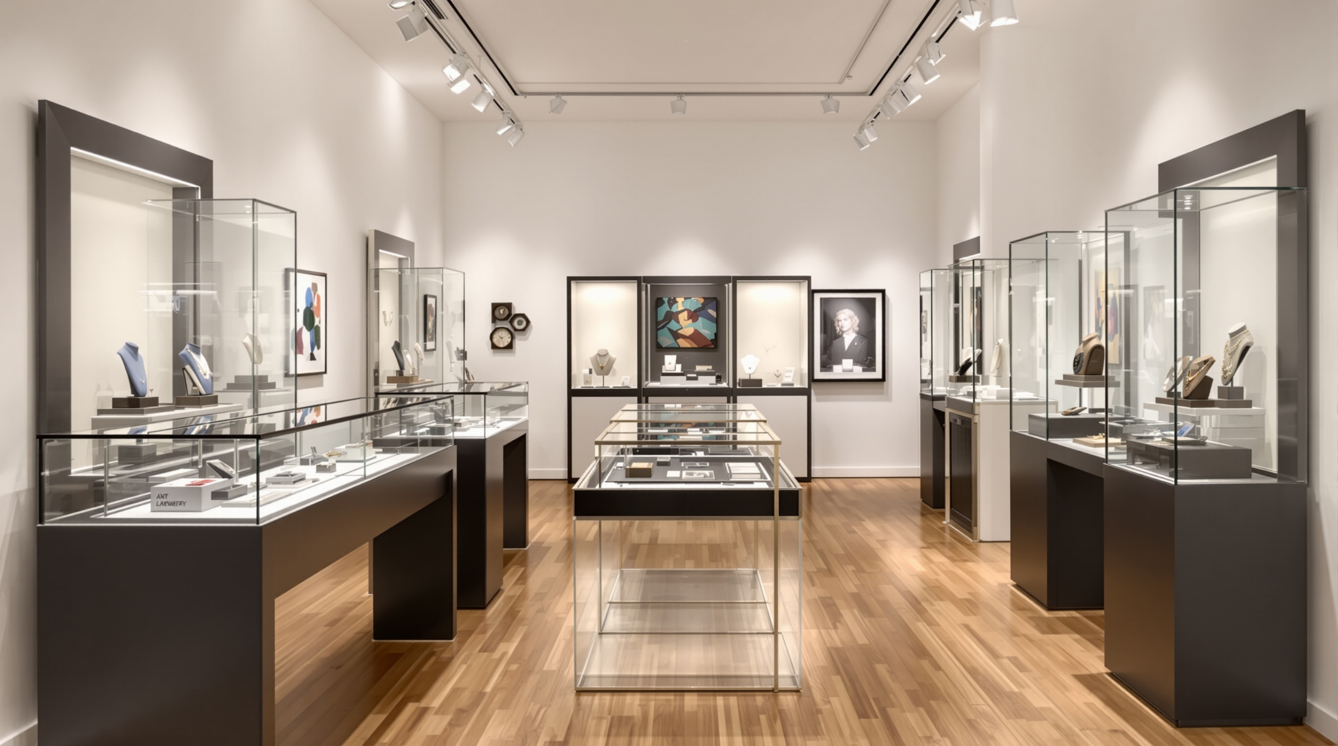Fine art gallery displaying contemporary jewelry