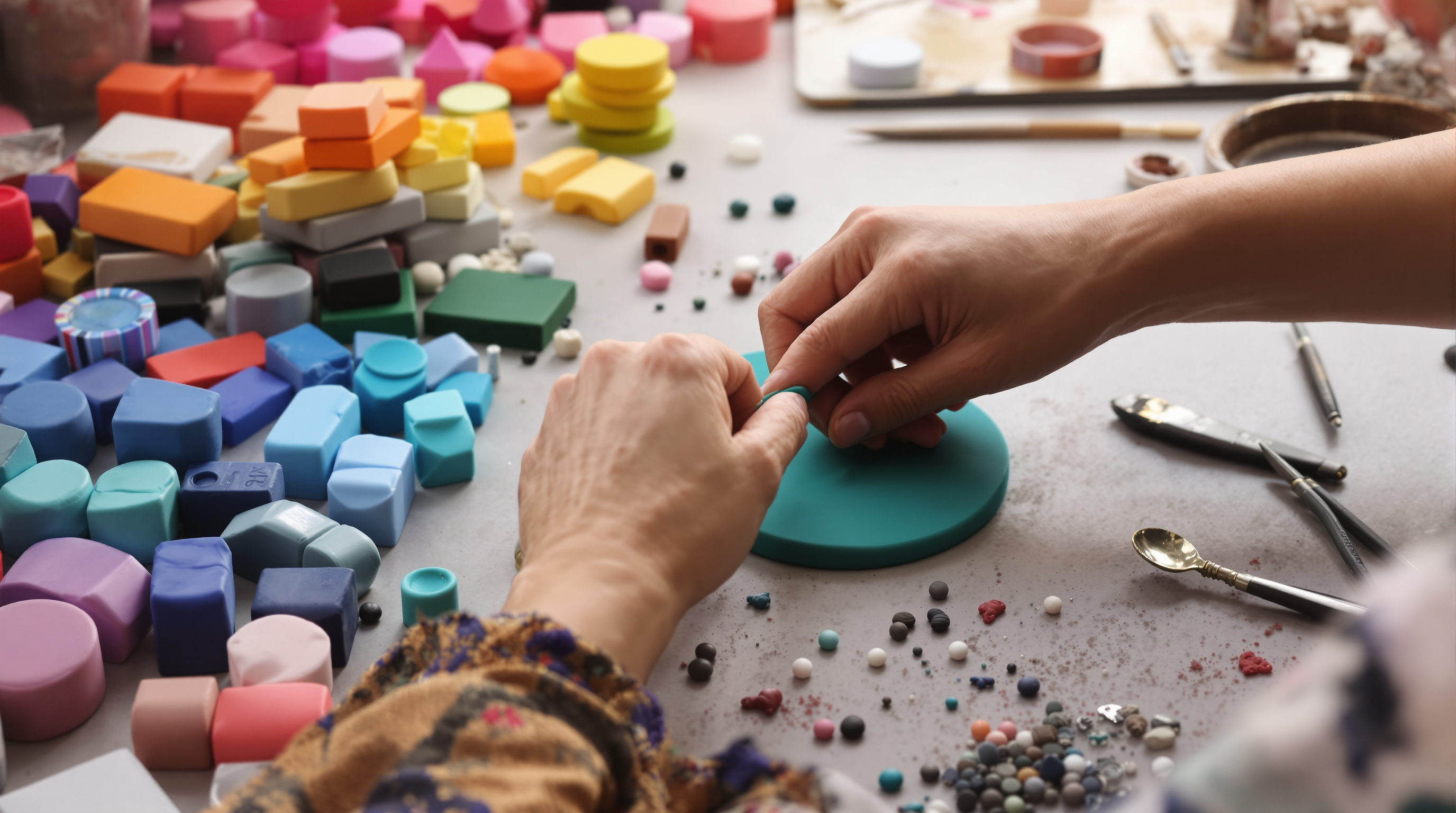 Artist working with polymer clay